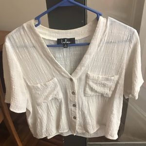 100% cotton cream colored cropped blouse